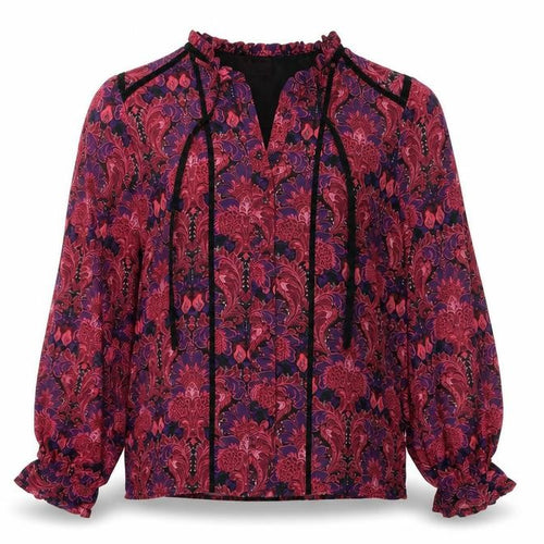 Love & Roses Women Red Floral Long Sleeve Blouse UK 10 V&A Collection
