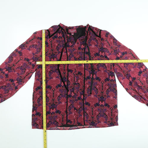 Love & Roses Women Red Floral Long Sleeve Blouse UK 10 V&A Collection