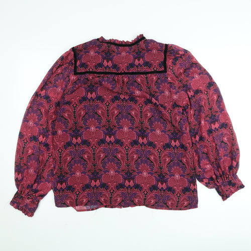 Love & Roses Women Red Floral Long Sleeve Blouse UK 10 V&A Collection