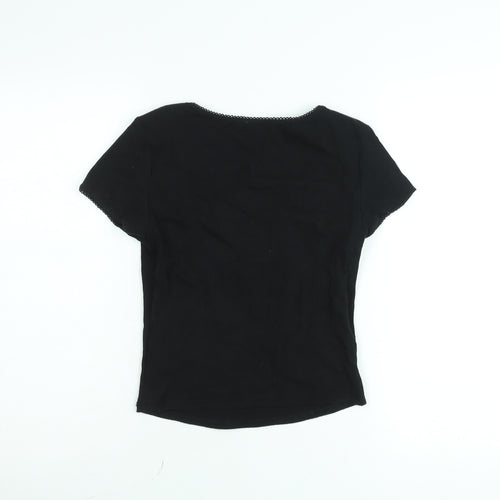 Savida Women's Black Square Neck Cotton Stretch Fitted Top Size S