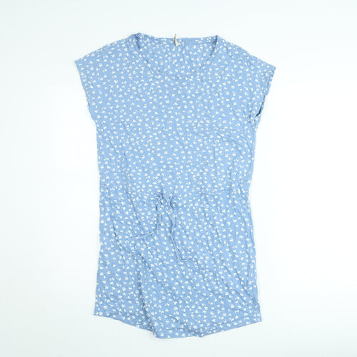 ONLY Women's Blue Floral Cotton Short Shift Dress Size M