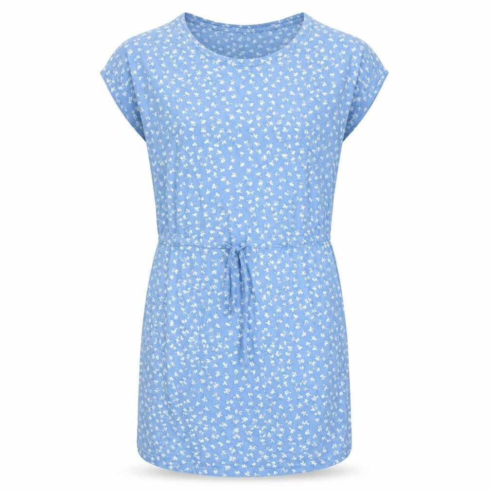 Front view of Only Women's Blue Floral Cotton Short Shift Dress, size M
