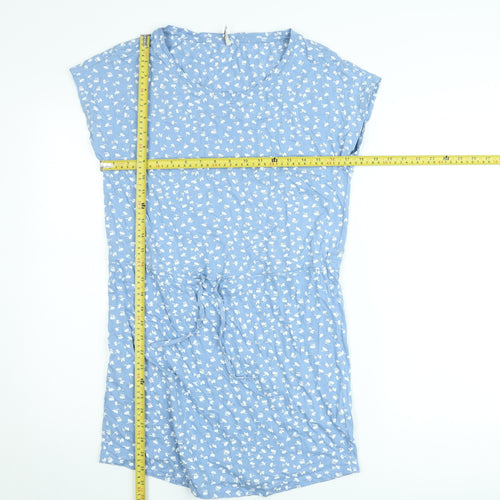 ONLY Women's Blue Floral Cotton Short Shift Dress Size M