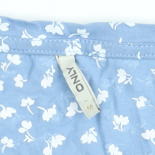 ONLY Women's Blue Floral Cotton Short Shift Dress Size M