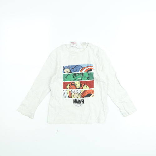 Zara Boys White Marvel Avengers Long Sleeve T-Shirt 3-4 Years