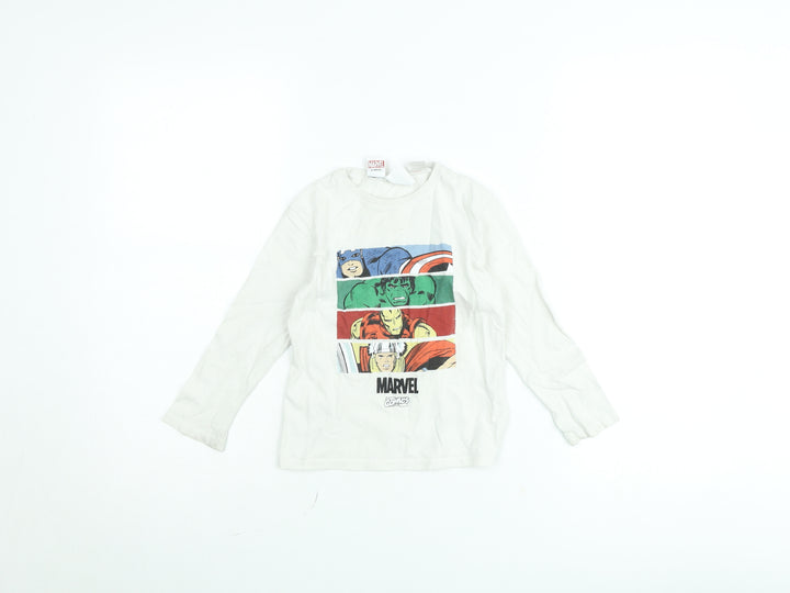 Zara Boys White Marvel Avengers Long Sleeve T-Shirt 3-4 Years