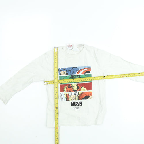 Zara Boys White Marvel Avengers Long Sleeve T-Shirt 3-4 Years