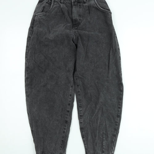 Zara Women Grey High Rise Mom Jeans Size 4 Relaxed Fit Denim
