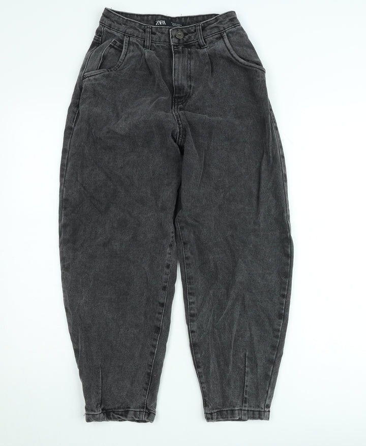 Zara Women Grey High Rise Mom Jeans Size 4 Relaxed Fit Denim
