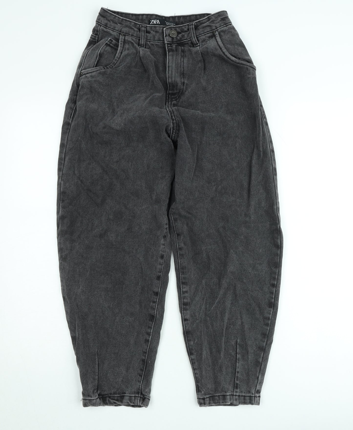 Zara Women Grey High Rise Mom Jeans Size 4 Relaxed Fit Denim