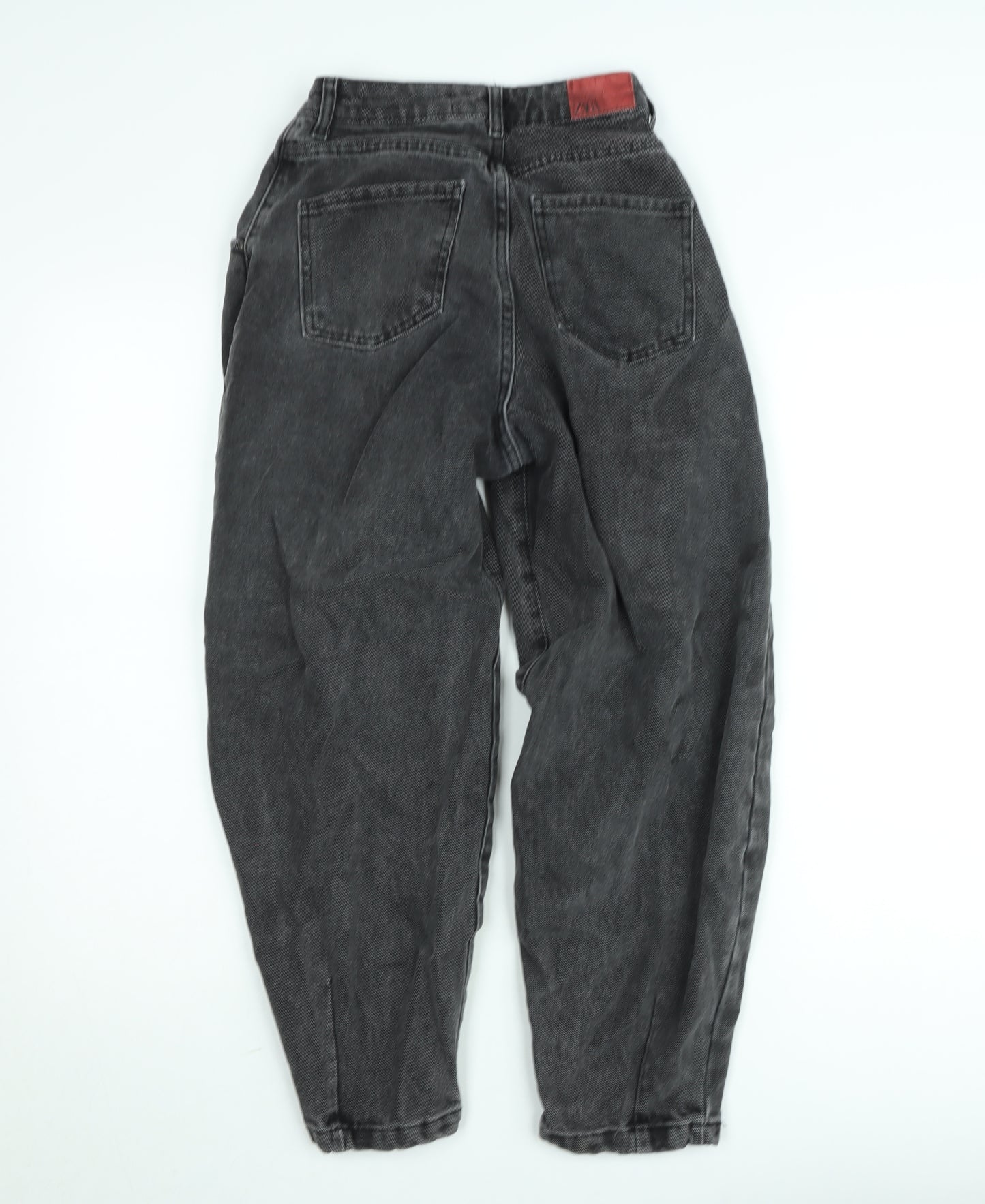 Zara Women Grey High Rise Mom Jeans Size 4 Relaxed Fit Denim