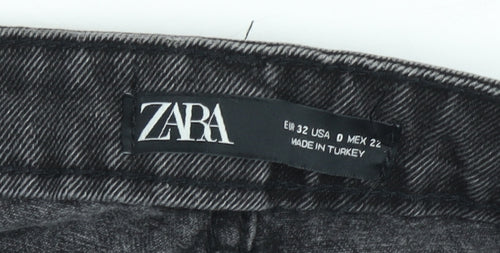 Zara Women Grey High Rise Mom Jeans Size 4 Relaxed Fit Denim