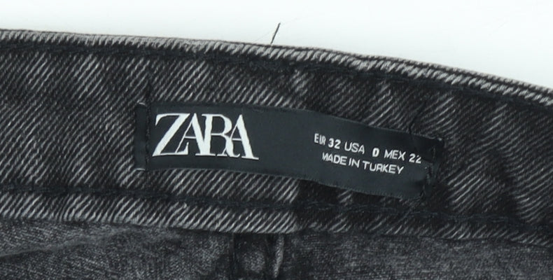 Zara Women Grey High Rise Mom Jeans Size 4 Relaxed Fit Denim