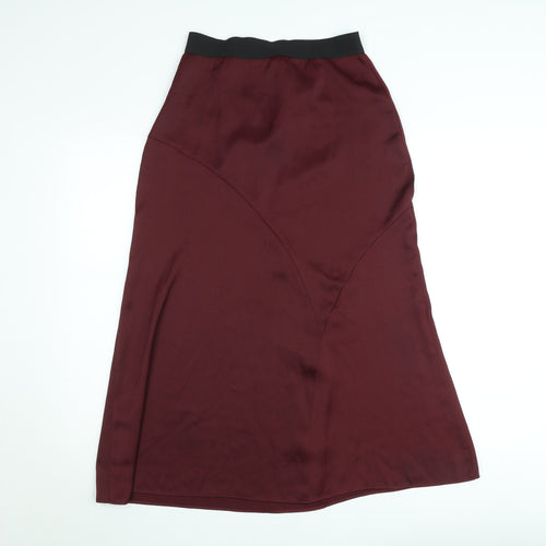 Gallery Womens Burgundy Satin A-Line Midi Skirt Size S