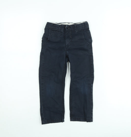 Gap Boys Blue Chino Trousers 4 Years Cotton Twill Adjustable Waist