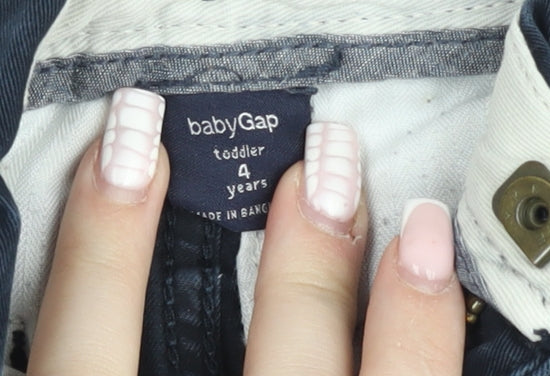 Gap Boys Blue Chino Trousers 4 Years Cotton Twill Adjustable Waist