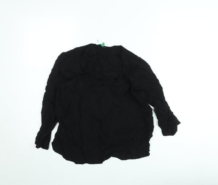United Colors of Benetton Women’s Black Chiffon Long Sleeve Blouse M