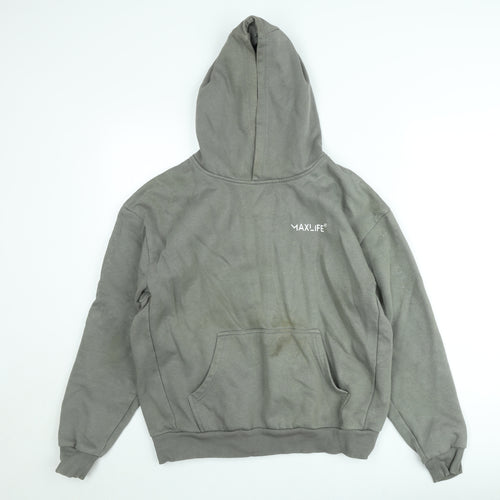 MAXLIFE Men’s Grey Pullover Hoodie M Fleece Lined Casual Sweatshirt