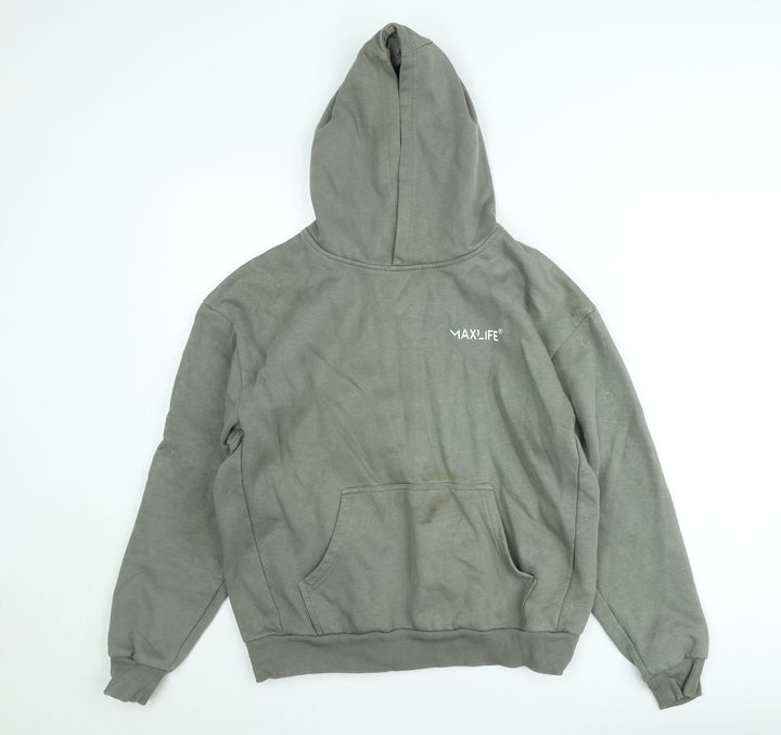 MAXLIFE Men’s Grey Pullover Hoodie M Fleece Lined Casual Sweatshirt