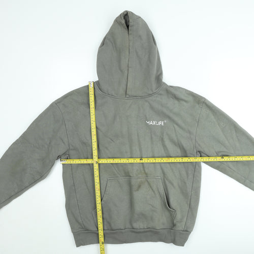 MAXLIFE Men’s Grey Pullover Hoodie M Fleece Lined Casual Sweatshirt