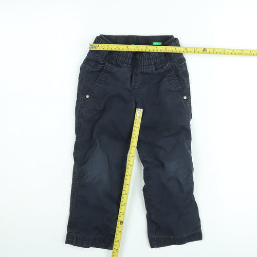 United Colors of Benetton Boys Blue Cargo Trousers Regular Fit Elastic Waist 6 Years