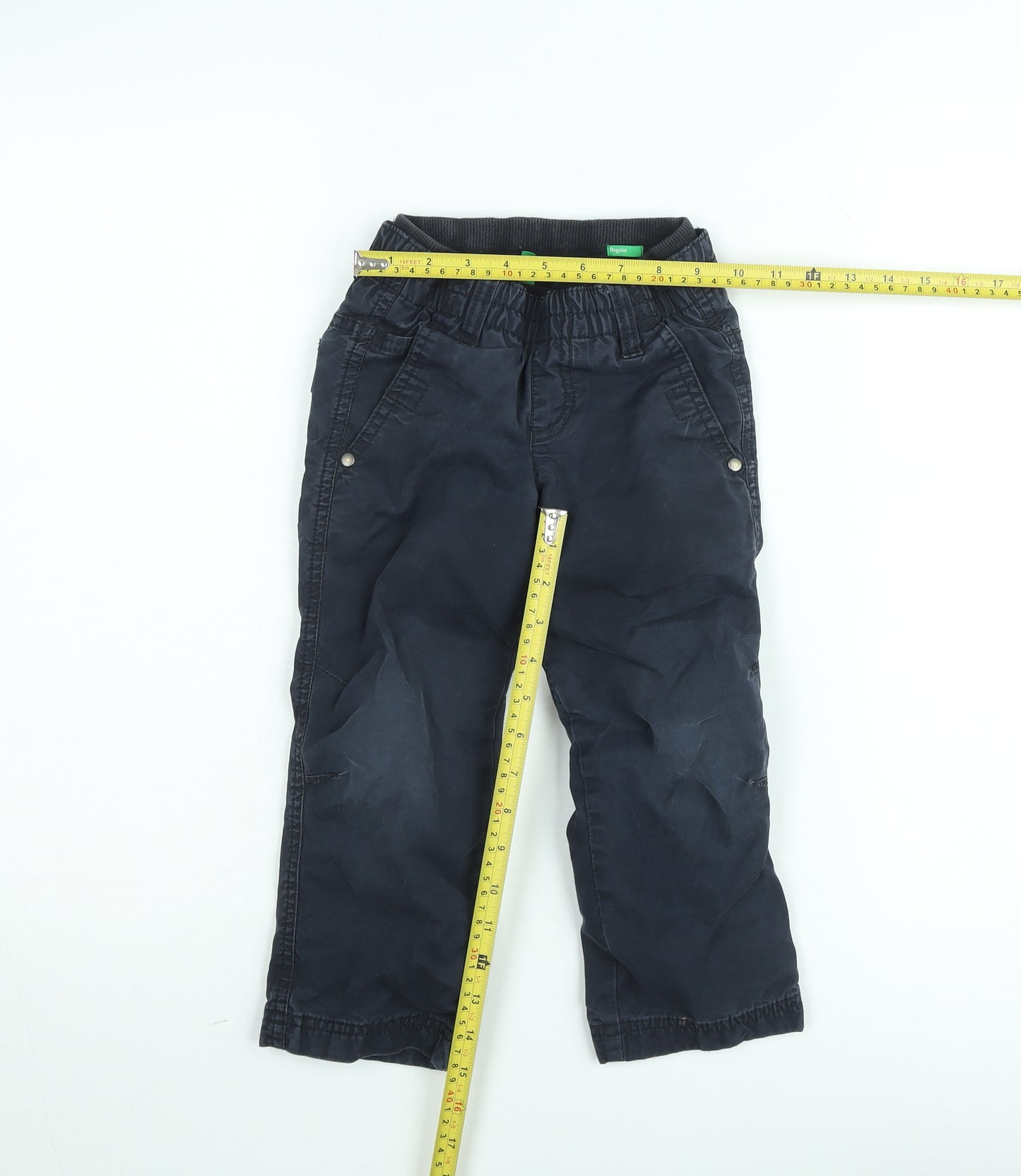 United Colors of Benetton Boys Blue Cargo Trousers Regular Fit Elastic Waist 6 Years