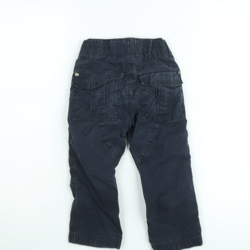 United Colors of Benetton Boys Blue Cargo Trousers Regular Fit Elastic Waist 6 Years