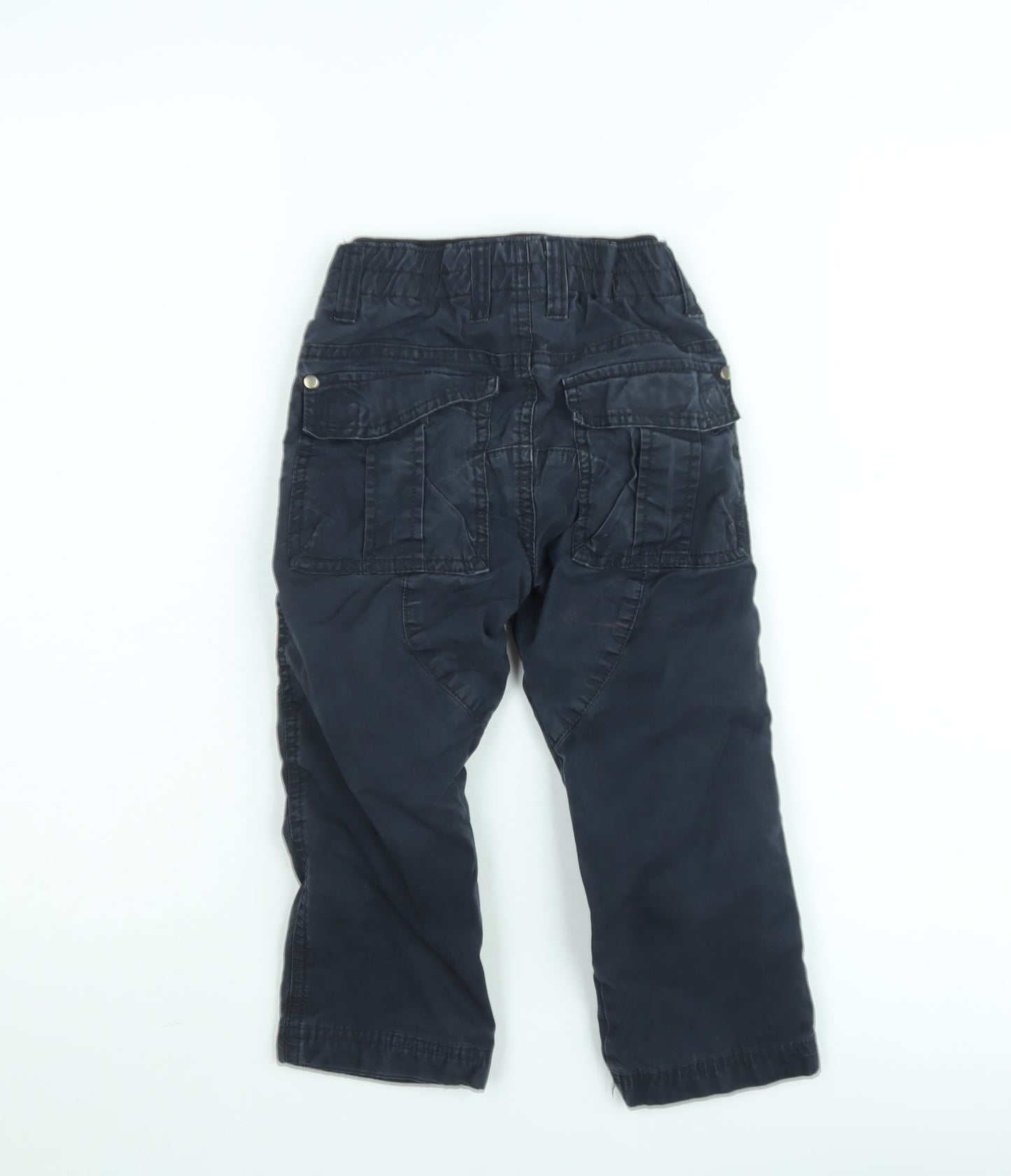United Colors of Benetton Boys Blue Cargo Trousers Regular Fit Elastic Waist 6 Years