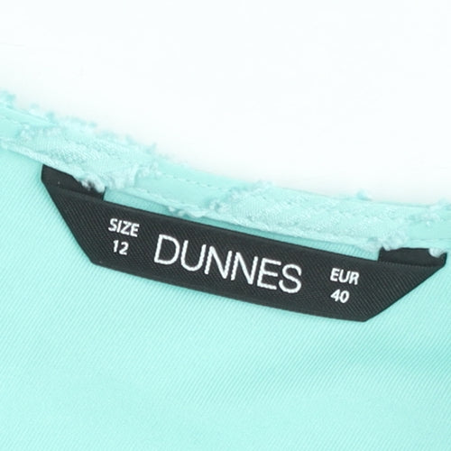 Dunnes Women Blue Striped Ruffle Long Sleeve Tunic Blouse Size 12