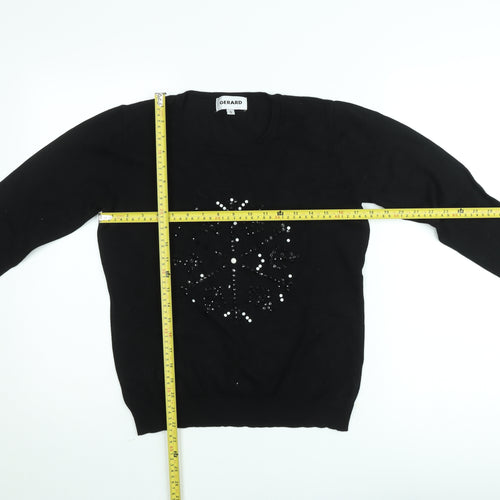 Gerard Womens Black Sequin Snowflake Pullover Jumper Size S