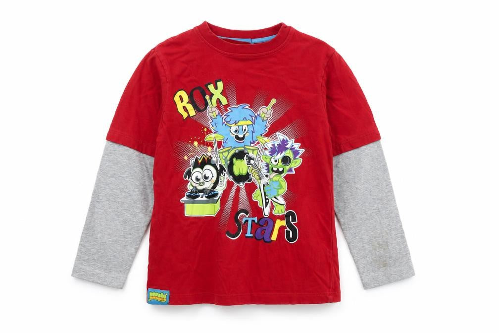 Moshi Monsters Boys Red Long Sleeve Graphic T-Shirt 5-6 Years
