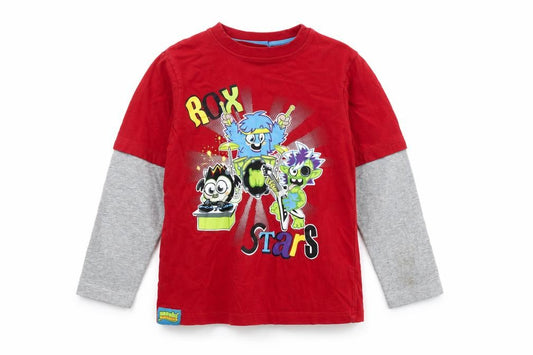 Moshi Monsters Boys Red Long Sleeve Graphic T-Shirt 5-6 Years