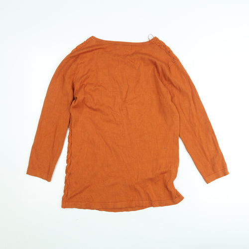 Just Elegance Women's Orange Tunic Top Size S 3/4 Sleeve Knit Blouse
