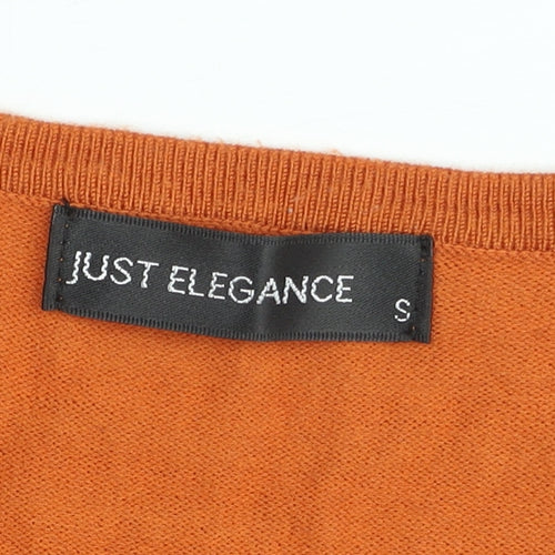 Just Elegance Women's Orange Tunic Top Size S 3/4 Sleeve Knit Blouse