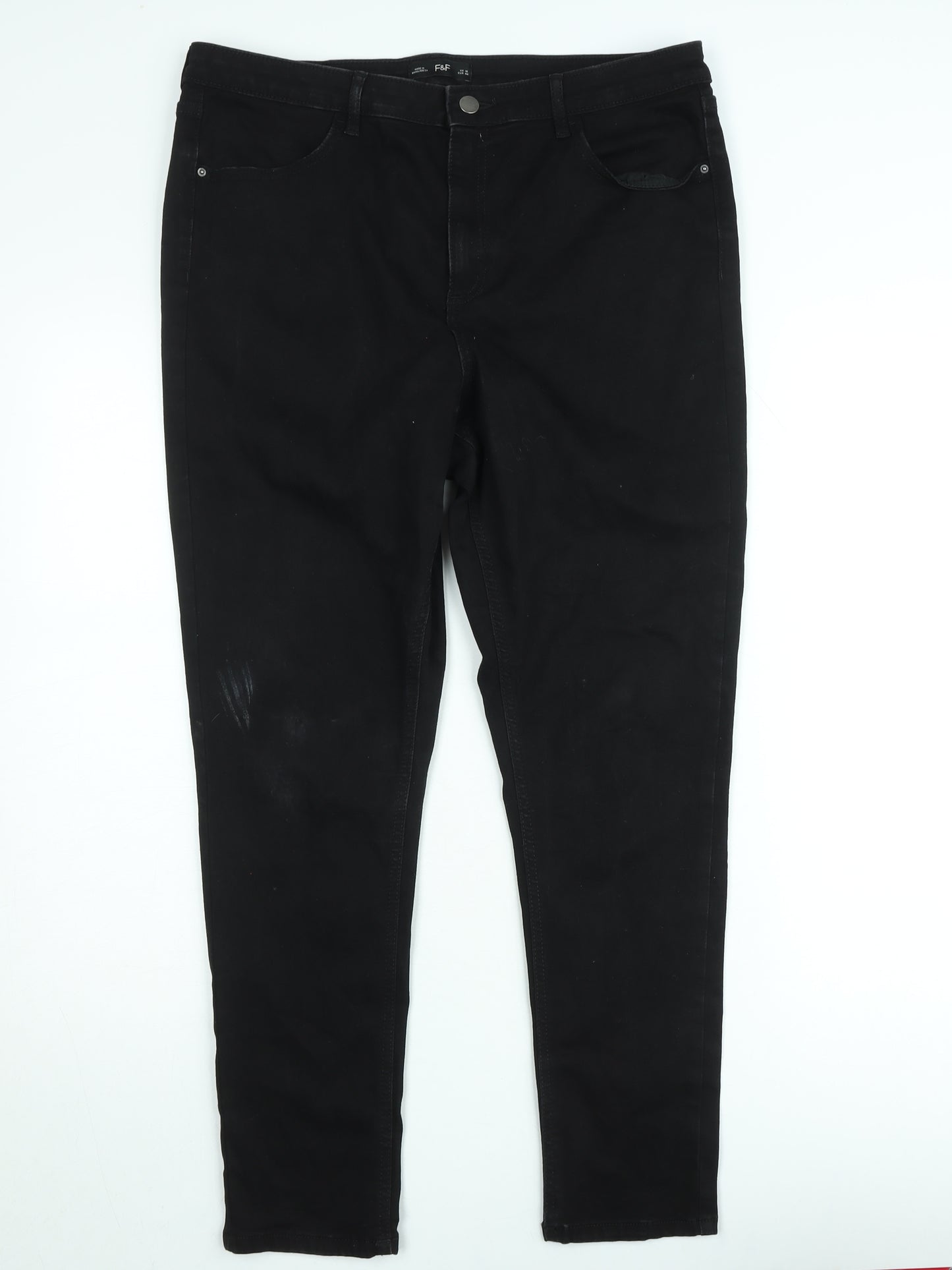 F&F Black Slim Fit Stretch Denim Skinny Jeans Men’s UK 16