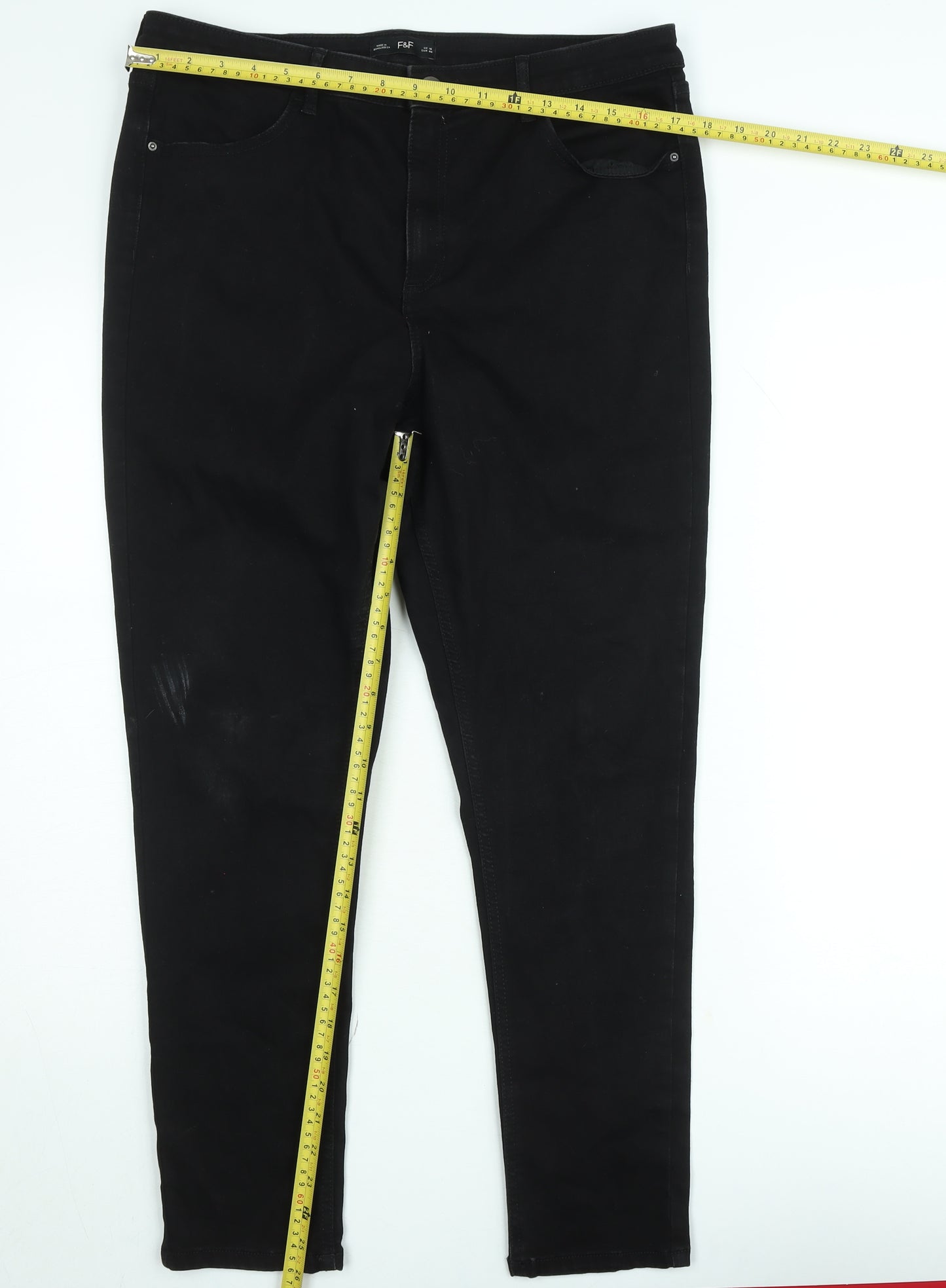 F&F Black Slim Fit Stretch Denim Skinny Jeans Men’s UK 16