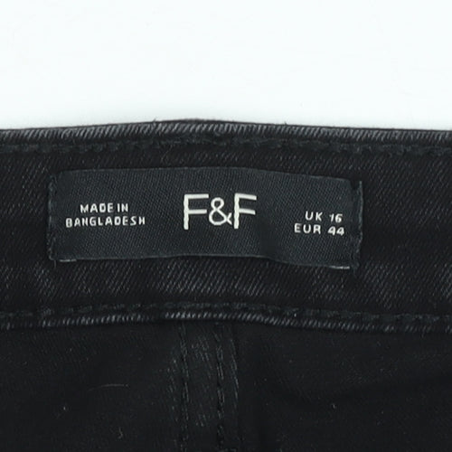F&F Black Slim Fit Stretch Denim Skinny Jeans Men’s UK 16