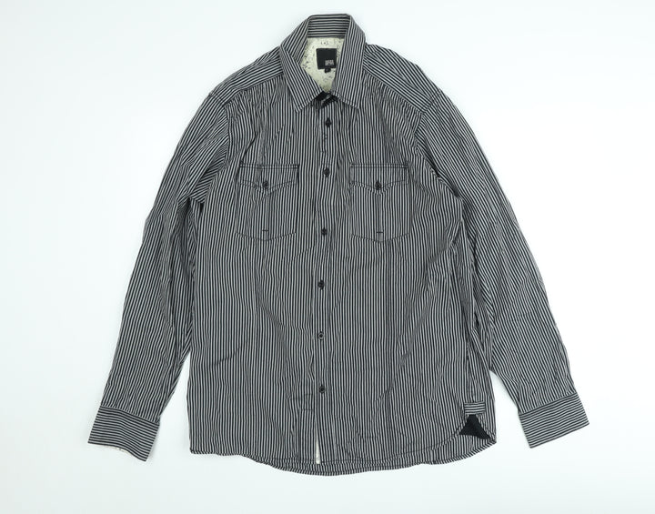 Jack & Jones Men's Black Striped Long Sleeve Button-Up Shirt Size L