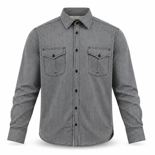 Jack & Jones Men's Black Striped Long Sleeve Button-Up Shirt Size L