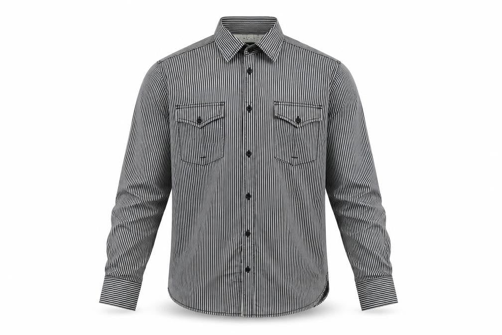Jack & Jones Men's Black Striped Long Sleeve Button-Up Shirt Size L