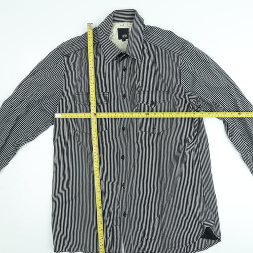 Jack & Jones Men's Black Striped Long Sleeve Button-Up Shirt Size L