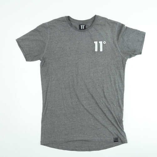 11 Degrees Grey Classic Crew Neck Regular Fit T-Shirt Unisex M
