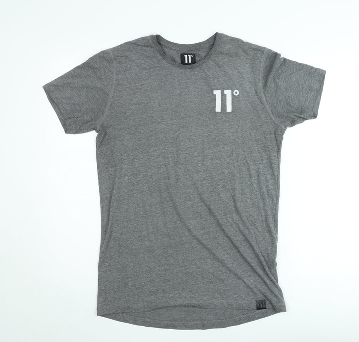 11 Degrees Grey Classic Crew Neck Regular Fit T-Shirt Unisex M