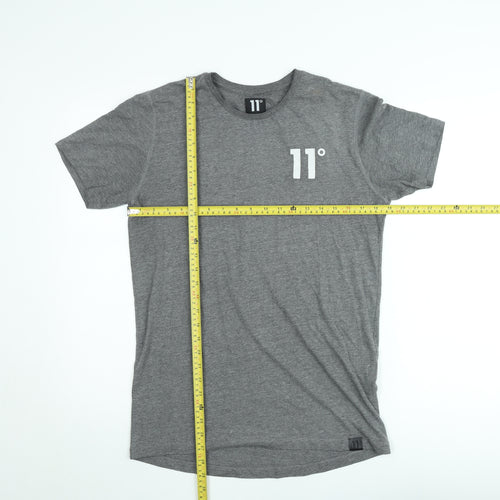 11 Degrees Grey Classic Crew Neck Regular Fit T-Shirt Unisex M