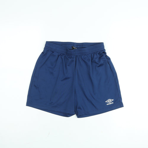 Umbro Boys Blue Athletic Football Shorts Size 13 Years Polyester