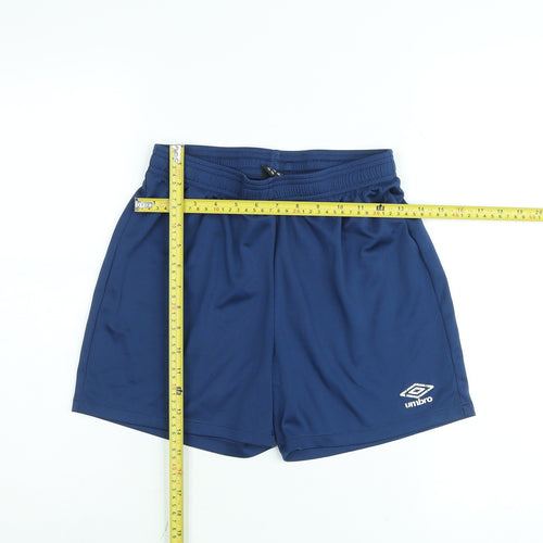 Umbro Boys Blue Athletic Football Shorts Size 13 Years Polyester