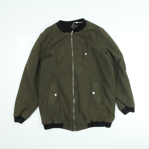 Missguided Women’s Green Bomber Jacket UK 10 Lined Zip Casual