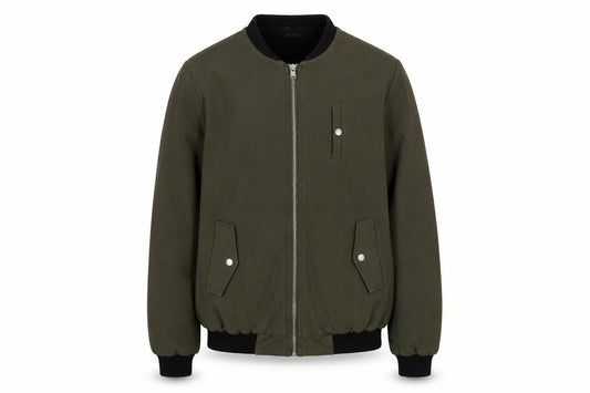Front view of Missguided Women’s Green Bomber Jacket UK 10 Lined Zip Casual