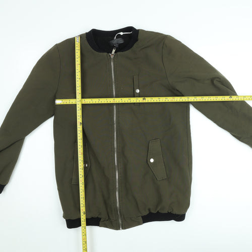 Missguided Women’s Green Bomber Jacket UK 10 Lined Zip Casual