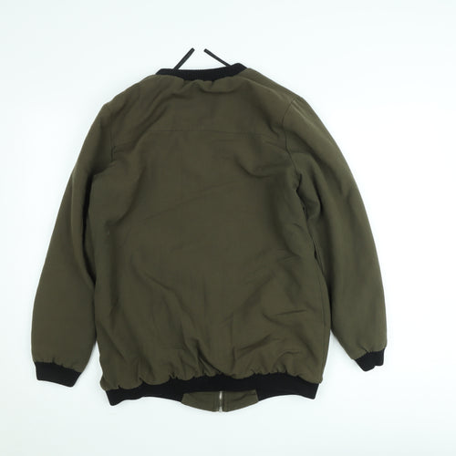 Missguided Women’s Green Bomber Jacket UK 10 Lined Zip Casual